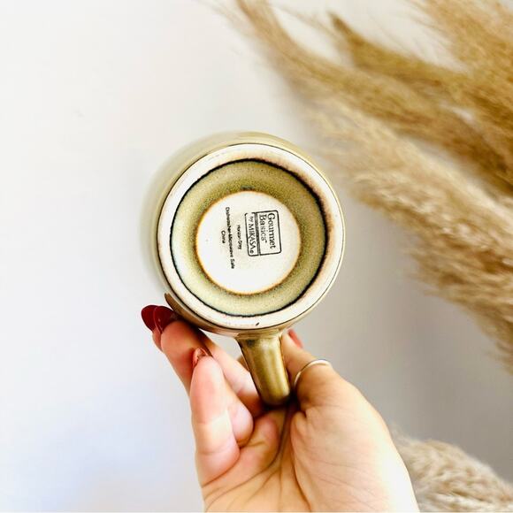 3 VINTAGE Neutral Tan Beige Black Inner Rim Classic Glaze Ceramic Coffee Mug Set - Picture 8 of 16